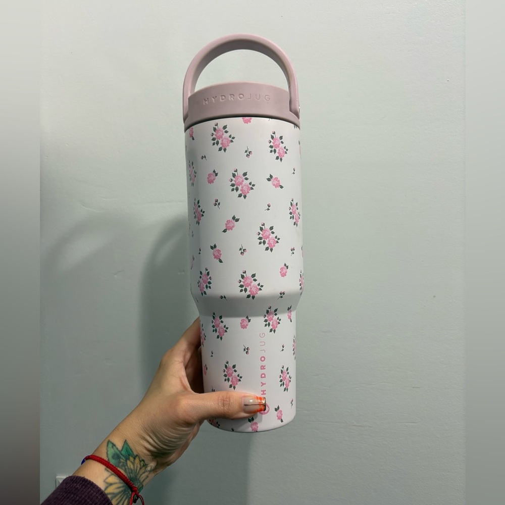 HydroJug Pink Travel Water Bottle with Flip Lid